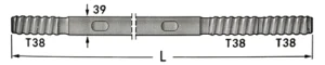 Double thread rod T38-Round39-T38