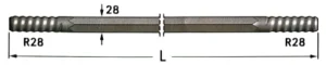 Extension Rod, R28-Hex28-R28